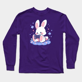 A tiny rabbit playing video games Long Sleeve T-Shirt